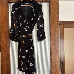 GANNI Floral Black Wrap Dress